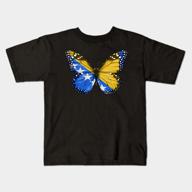 Bosnian or Herzegovinian Flag  Butterfly - Gift for Bosnian or Herzegovinian From Bosnia And Herzegovina Kids T-Shirt by Country Flags